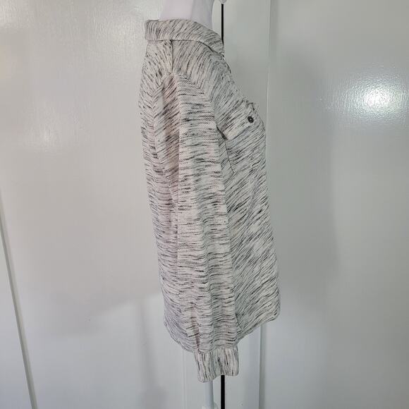 Soft Surroundings Size XS White Grey Half-Zip Pullover Collar Long Sleeve - Picture 3 of 9